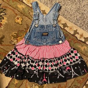 OshKosh B'gosh Denim Overall Dress with Paris Skirt toddler Med